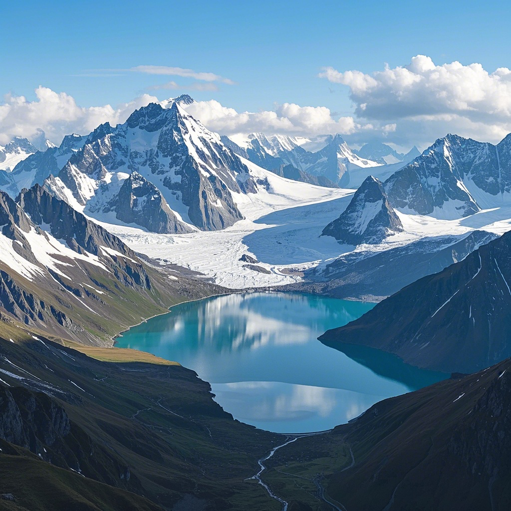 AI generated image: Mountain landscape photo transformed into a MidJourney prompt with rule of thirds composition